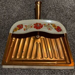 Vintage Floral Dustpan with Handle by J.V. Reed